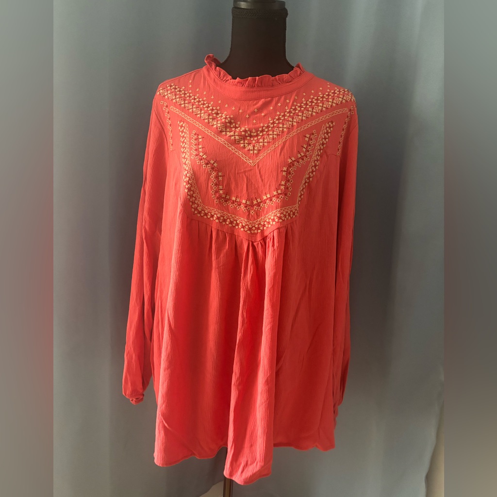 #0026 Nwot, Women’s Torrid Boho Top, Size 2, Color: Orange, Smoke Free Home